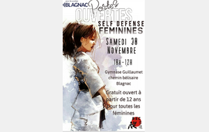 Matinée self défense exclusivement féminine  samedi 30 novembre  de 10h à 12h