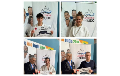 Laurent CADIET et Guillaume MULLET ceinture noire , Marie ARTHUR CARBONNE et Emma VILANOVE 2ème dan